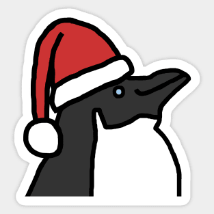 Portrait of a Christmas Penguin in Santa Hat Sticker